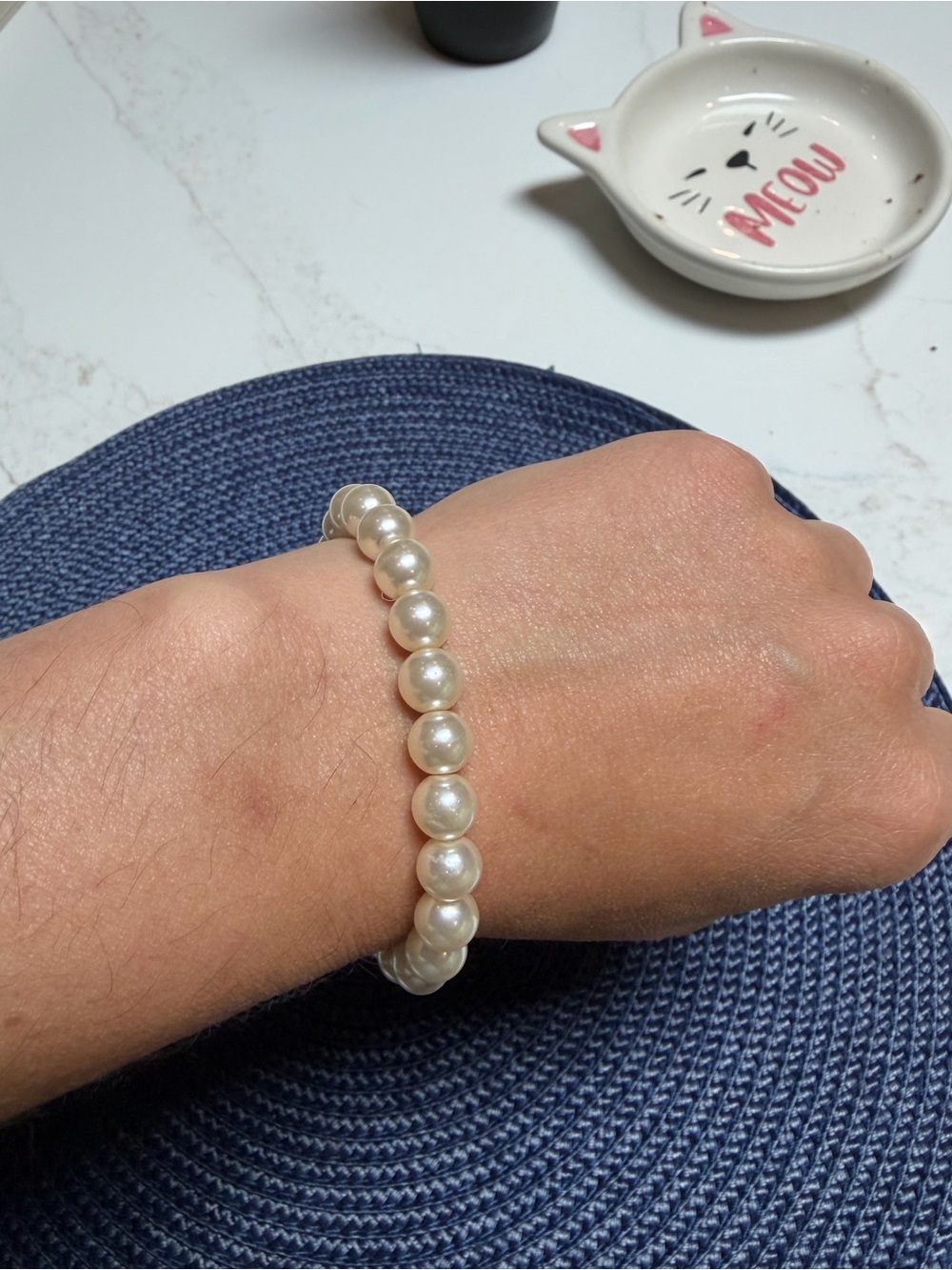 Classic Pearl Stretch Bracelet - White Pearls Beads